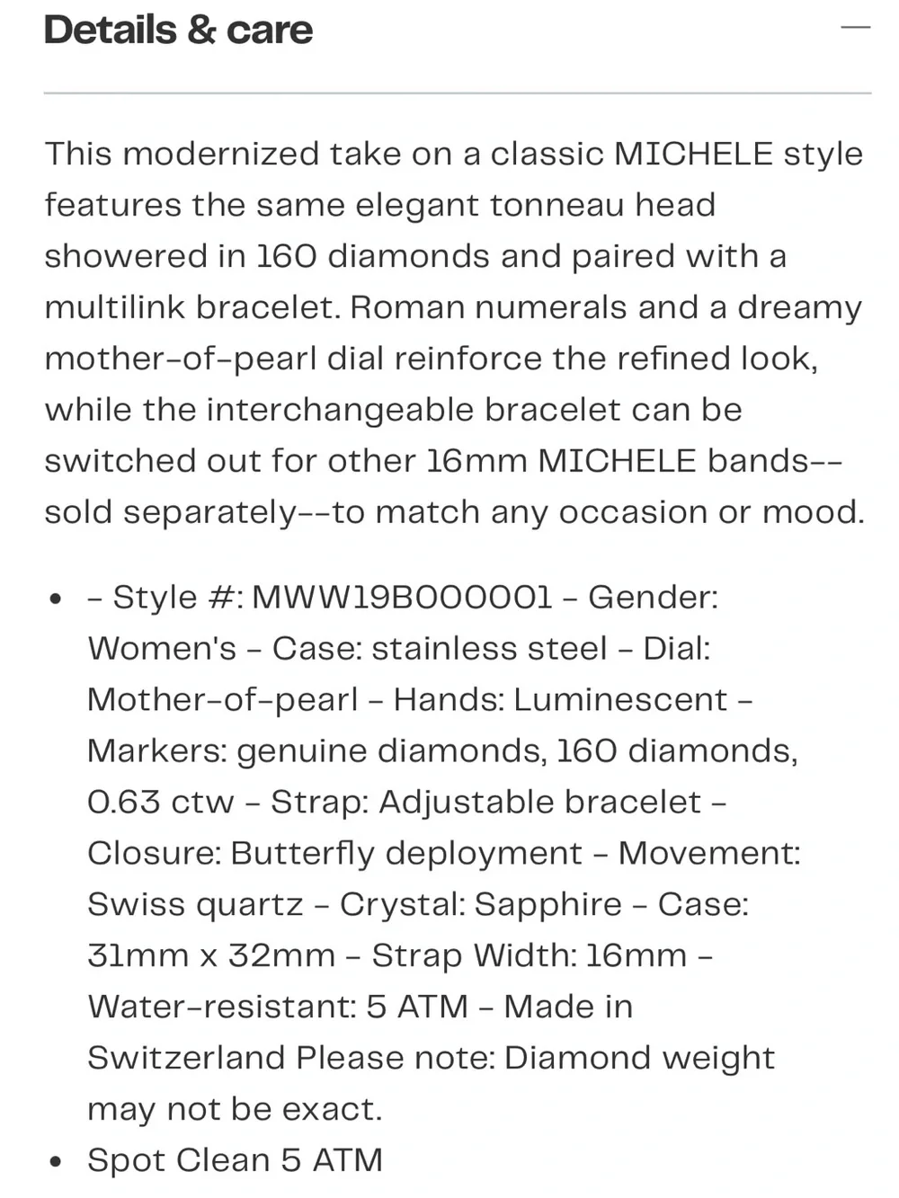 Michele Two-Tone Gold and Silver Mother-of-Pearl Diamond Accent Women's Watch